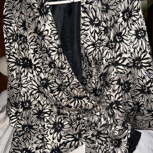 Alex Evenings Black and White Floral Blazer Size XL